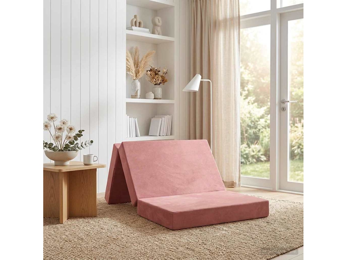 Vidaxl Sofá Cama Dobrável 100 X 67 X 45 Cm Rosa