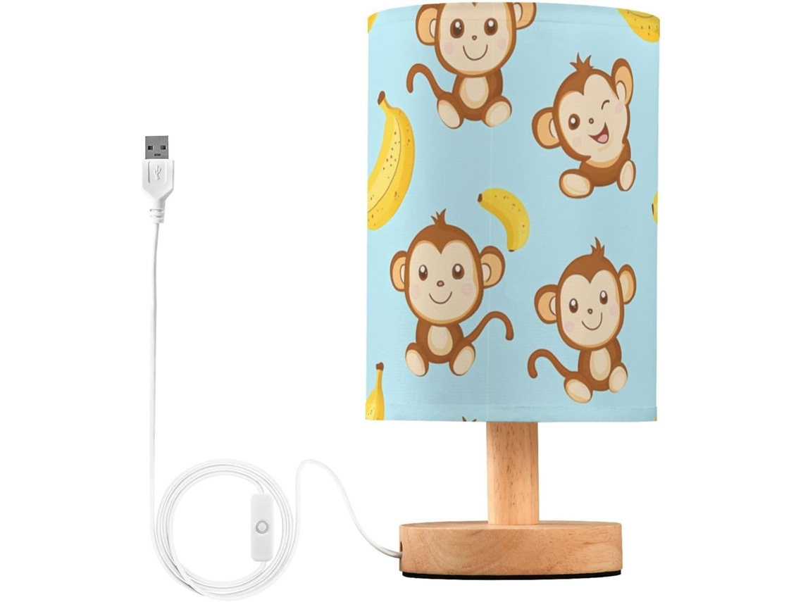 Abajur De Cabeceira Kcldeci Em Design Animado Estilo Macaco Para Quarto, Casa De Campo, Mesa De Cabeceira, Luminária de