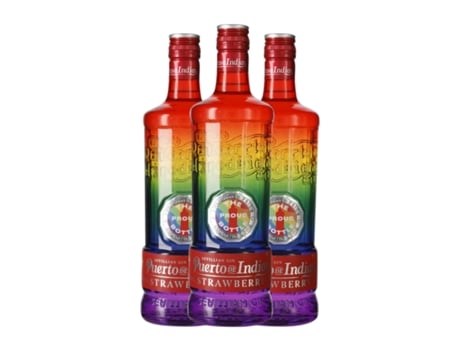 Gin PUERTO DE INDIAS Strawberry Rainbow (0.7 L - 3 Unidades)