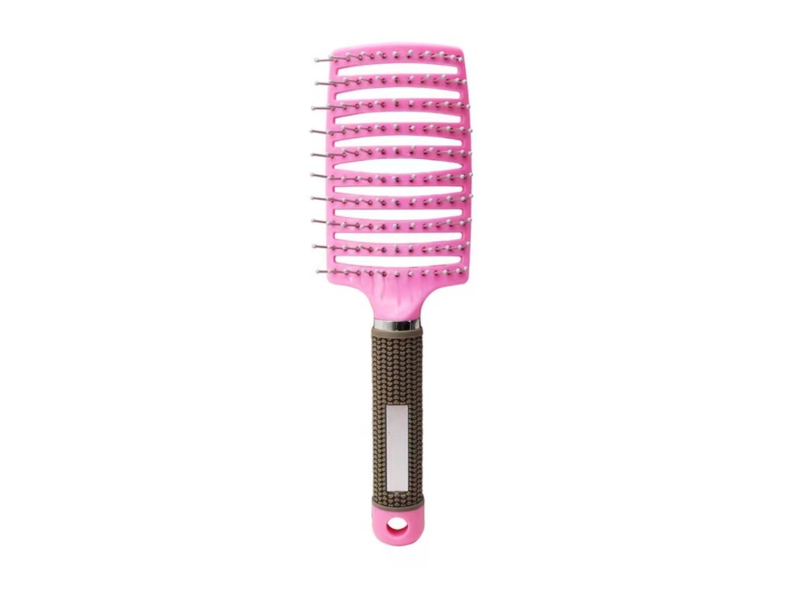 Pente De Cabelo Com Vents E Dentes Redondos Curvo Para Desembaraçar Massagear Estilo Para Homens E Mulheres Rosa