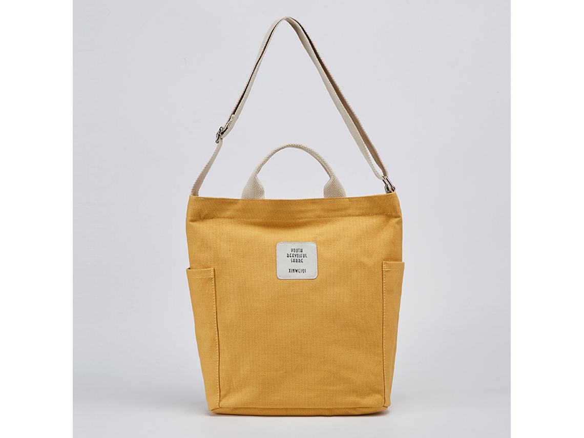 Bolsa Feminina De Lona Sacola De Compras Para Trabalho De Lazer Amarela*