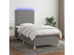 Vidaxl Cama Box Spring C/ Colchão E Led 100x200 Cm Tecido Cinza-escuro