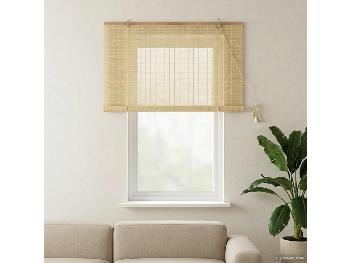 Vidaxl Estores De Rolo Natural 130 X 160 Cm Bambu