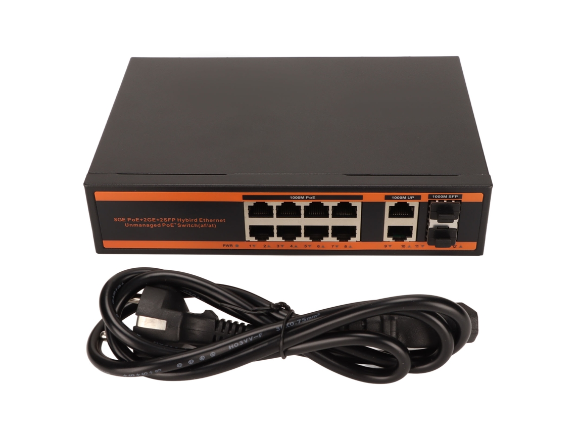 Switch Poe De 10 Portas Gigabit Não Gerenciado Desktop Plug And Play