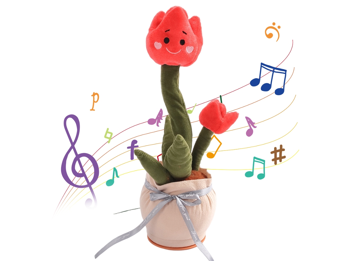 Mali brinquedo de Pelúcia Elétrico Tulipa Dançante Cantora Gravador Multifuncional Presente