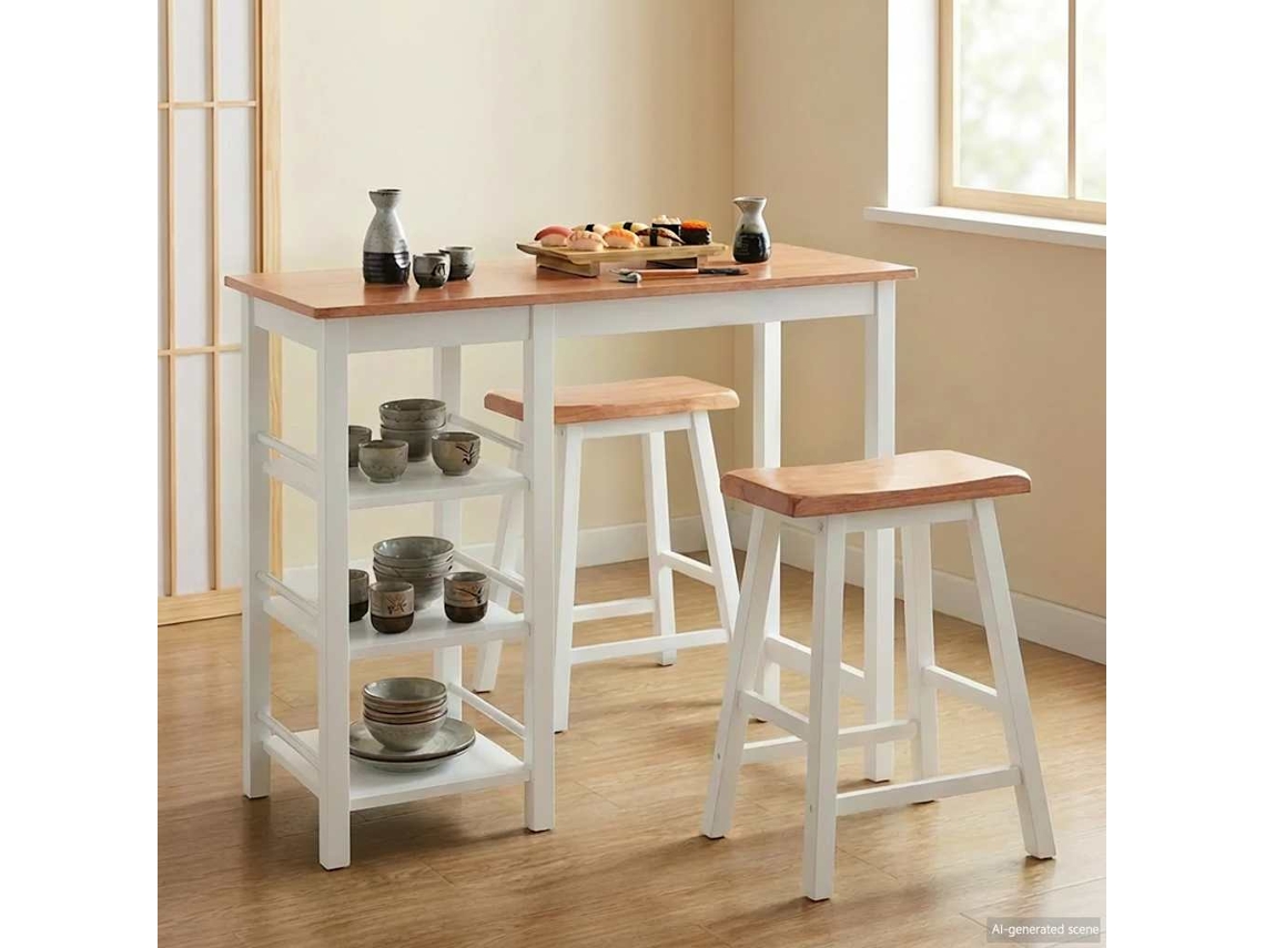 Vidaxl Conjunto De Bar 3 Pcs Mdf Branco