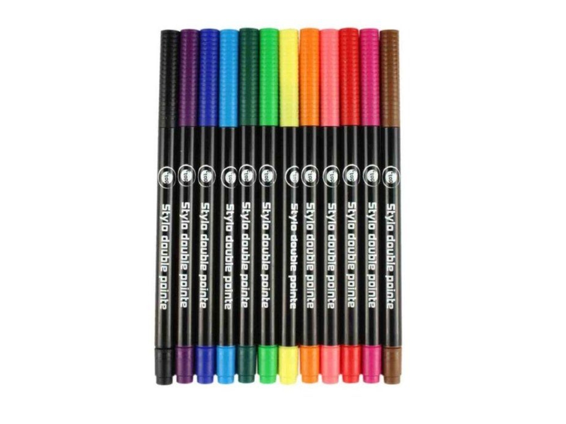 Mégacréa Diy Canetas Hidrográficas de Ponta Dupla 12 Unidades AQUAFORGE (fina e Pincel)