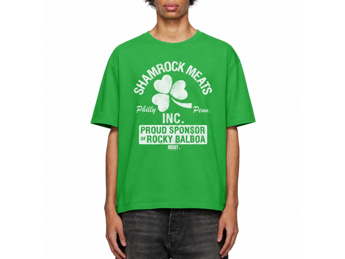 Rockinstone Rocky Movie Shamrock Meats Philly Solid Kelly Adult T-shirt Size:m