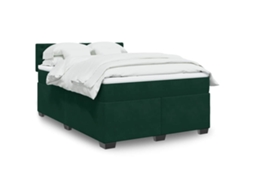 Vidaxl Cama Com Molas/colchão 140x190 Cm Veludo Verde-escuro