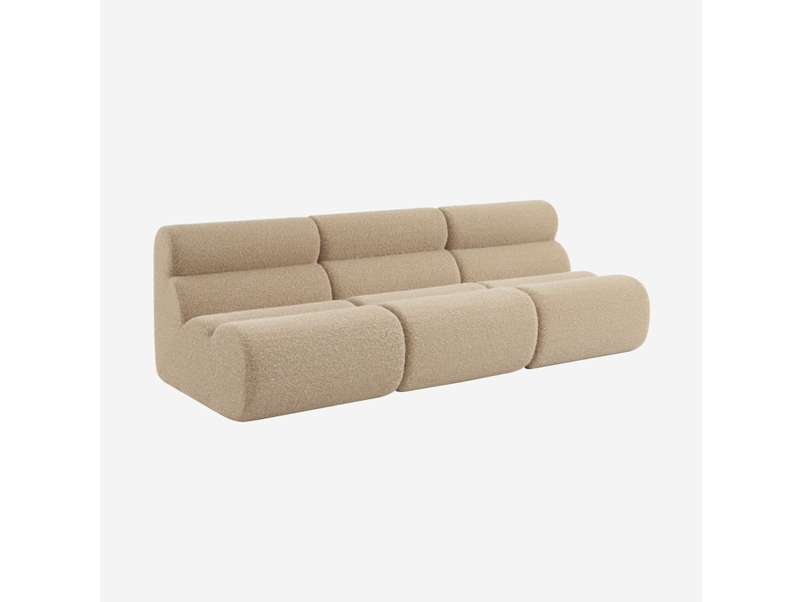 Sofá Modular Em Tecido Efeito Alpaca, 3 Lugares , Bege