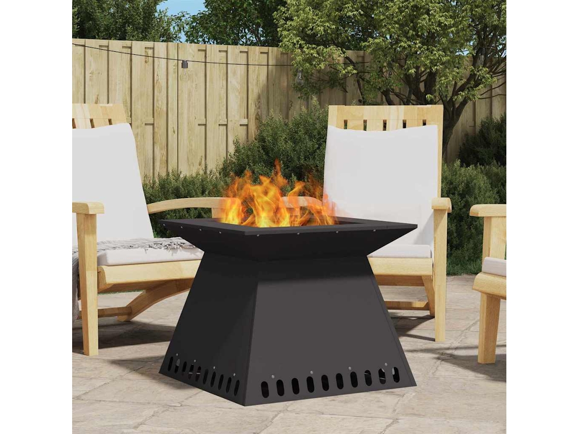 Vidaxl Bowl De Fogo Preto 60 X 60 X 50 Cm Aço Corten