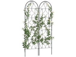 Suporte Para Plantas Trepadeiras Com Padrão, Conjunto De 2 Treliças De Jardim Para Trepadeiras, Flores E Hortaliças, Metal, 50 X 180 Cm, Preto