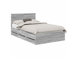 Estrutura de Cama com Gaveta Cinza Sonoma 120x190cm MAISON EXCLUSIVE
