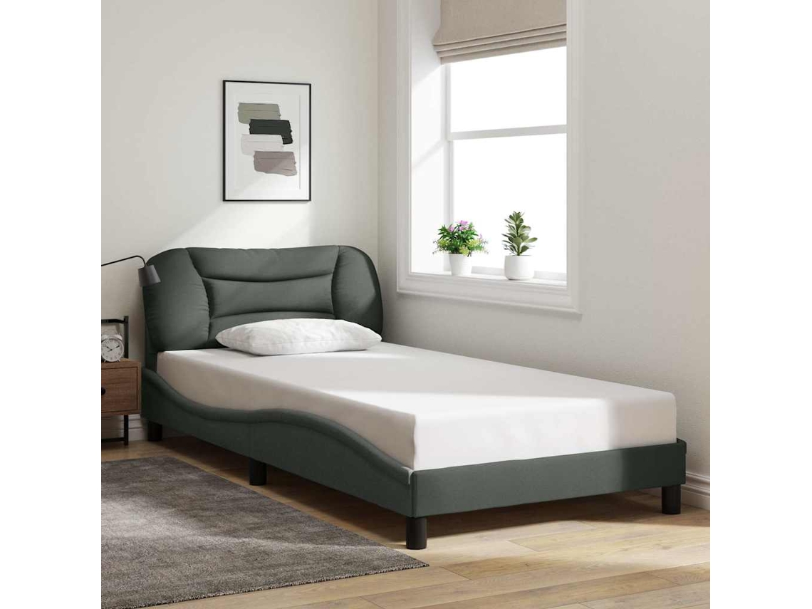 Vidaxl Estrutura De Cama Sem Colchão Hvar 100x200 Cm Tecido Cinzento-escuro