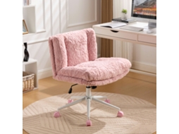 Cadeira De Escritório Ajustável Giratória Com Assento Largo, Base Metálica. Design De Penteadeira Rosa De1875pk.-mhy