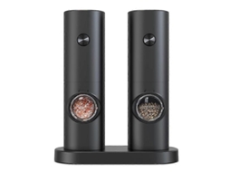 Conjunto de moedores elétricos de sal e pimenta com base e 5 níveis de moagem AQUAFORGE