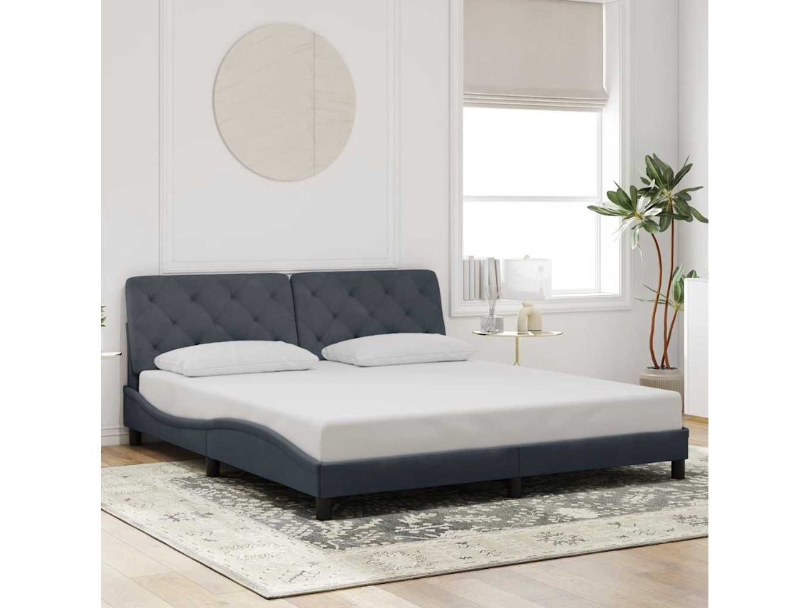 Vidaxl Estrutura De Cama Sem Colchão 180x200 Cm Veludo Cinzento-escuro
