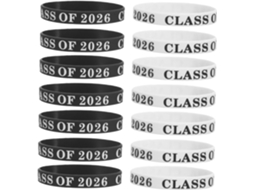 Pulseira de silicone flexível Nuobesty com 50 unidades e texto durável para Turma 2026, ideal para