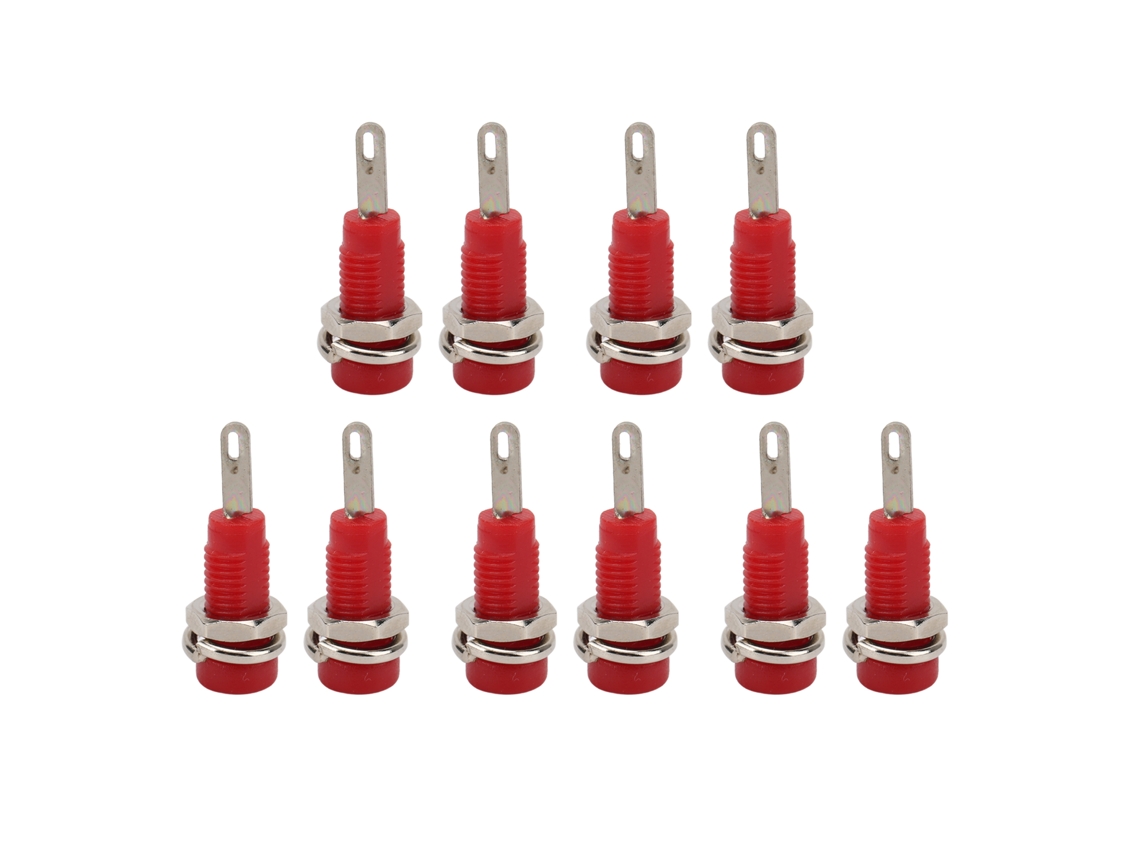Conjunto de 10 Tomadas Banana 2mm J.40003 para Instrumentos Eletrônicos Vermelho S/MARCA