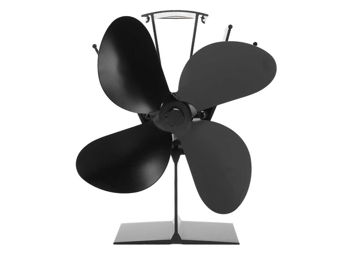 Ventilador Térmico de 4 Lâminas para Fogão a Lenha Preto