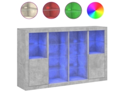 Conjunto de 3 Aparadores MAISON EXCLUSIVE com Leds Derivado da Madeira Cinzento Cimento
