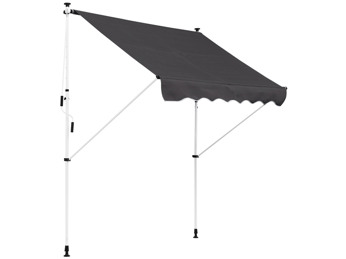 Toldo Manual Retrátil BTFORUS com 200x150x170cm, altura ajustável e manivela cinza
