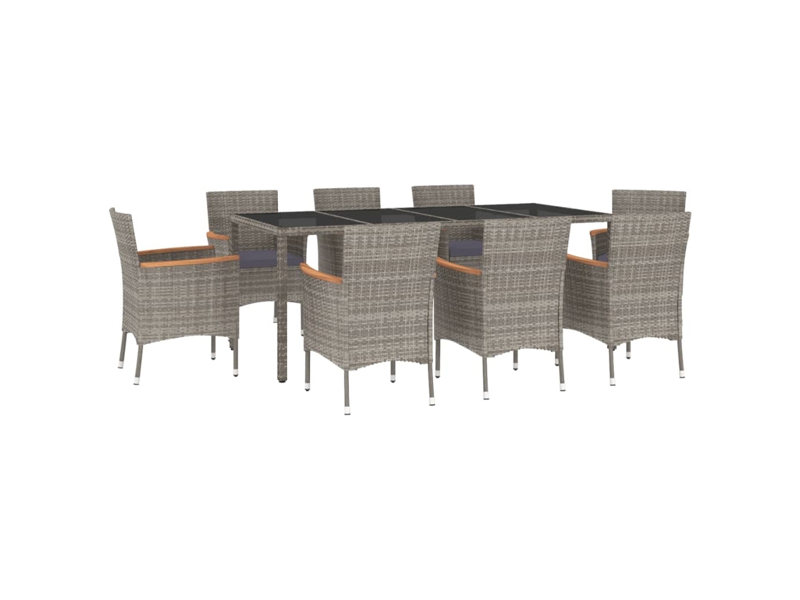 Garden Dining Set, Garden Dining Sets Vidaxl Cinzeto Rattan / Vime (mesa Com 190 Cm De Comprimento)