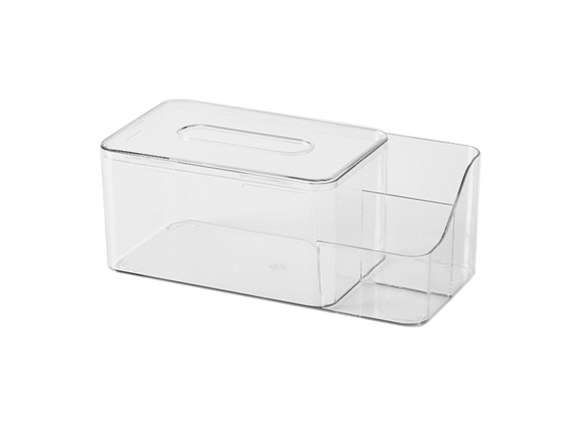 Caixa de guardanapos transparente com organizador lateral S/MARCA