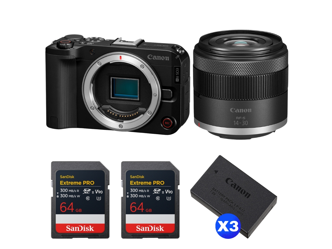 Eos R50 V + Rf S 14 30mm F/4.5 6.3 Is Stm Pz + 2 Sandisk 64gb Extreme Pro Uhs ii Sdxc + 3 Canon Lp e17 + Ebook Pricedirect CANON