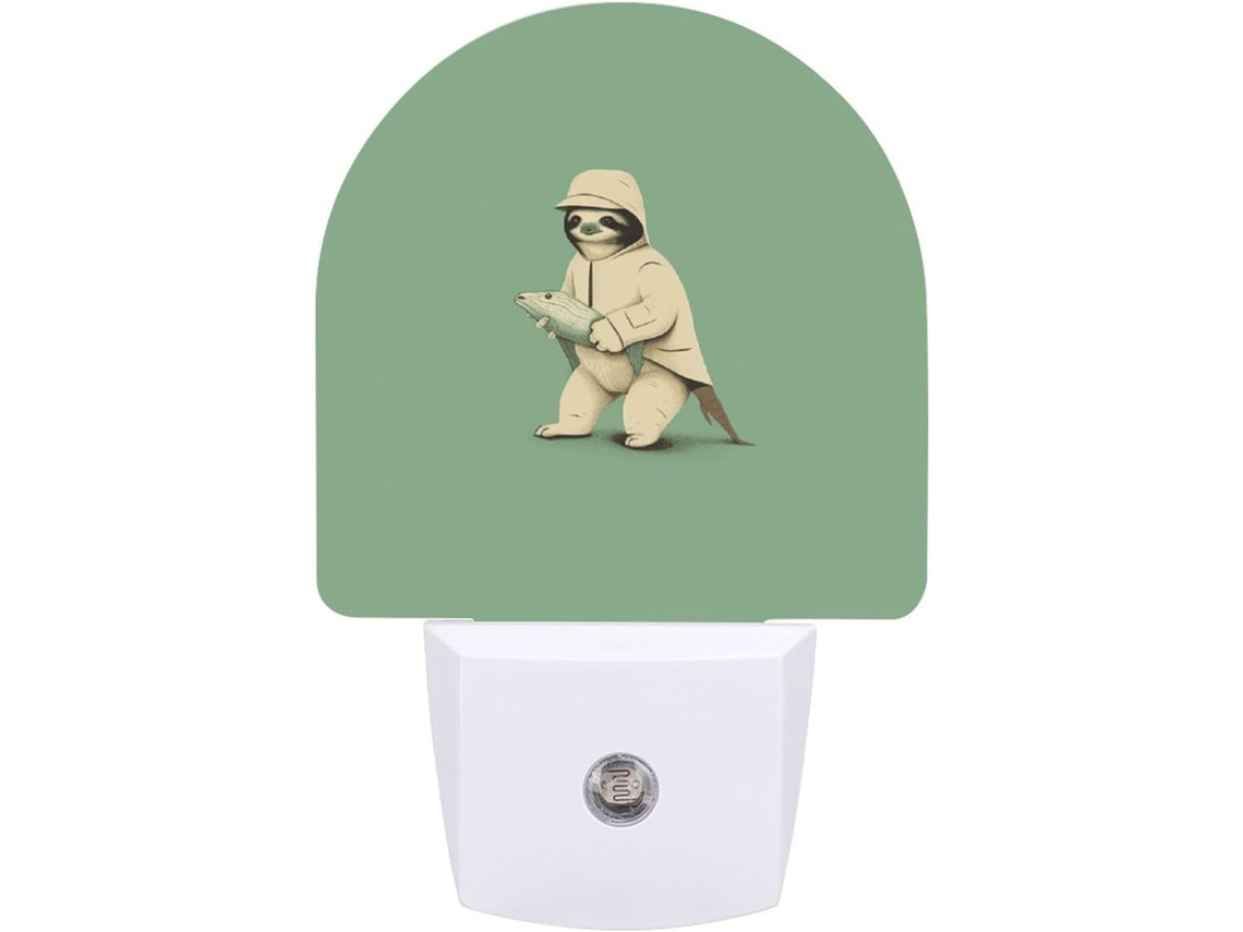 Luminária Noturna De Parede Com Plugue, Em Formato De Bicho Preguiça Desenho Animado Possui Sensor Luz Led, Luz Branca