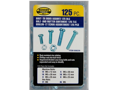 Jogo De Parafusos  BENSON TOOLS 125 Peças