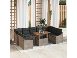 Vidaxl Conjunto De Sofá De Jardim 10 Unid. Cinzeto Rattan Sintético