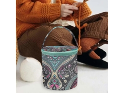 Bolsa Organizadora Para Fios De Crochê E Tricô Com Estampa Floral Zíper. Aquaforge