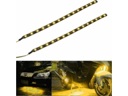 10 Pçs Fita Led Flexível À Prova D'água 15led 3528 Para Carro E Moto 12v Amarelo