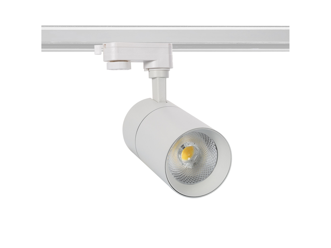 Foco Led New Mallet 30W Regulável no Flicker Cct Seleccionáve para Carril Trifásico Ugr 15