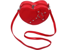Bolsa De Ombro Feminina Vermelha Em Formato De Coração Com Zíper, Ideal Para Ocasiões Casuais E Noturnas.