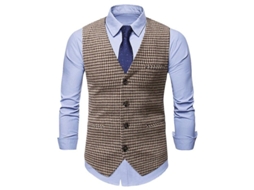 Colete single breasted de xadrez Fasst Mystdiy, casual, empresarial, S/MARCA