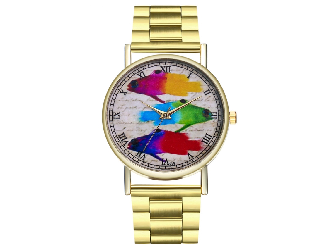 Relógio de pulso casual vintage Zhoulianfa Quartz para casais com pulseira de aço.