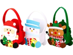 Conjunto De 3 Sacolas De Presente De Natal Com Alças, Cesta Temática Reutilizável