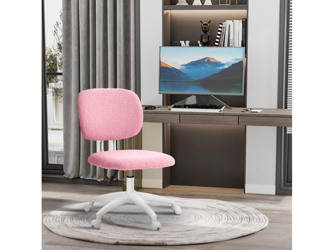 Cadeira De Escritório Giratória Ajustável, 48x53x80-90 Cm, Rosa