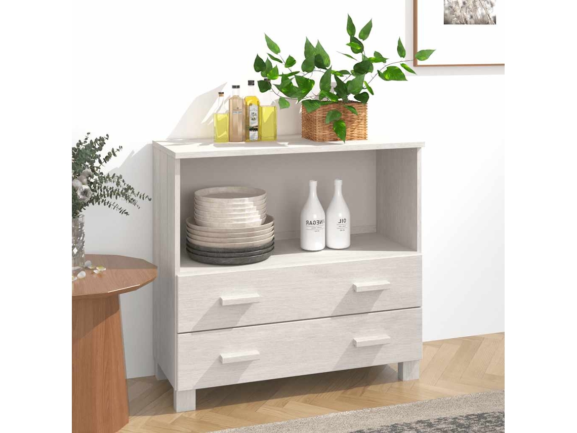 Vidaxl Aparador Hamar 85x35x80 Cm Pinho Maciço Branco