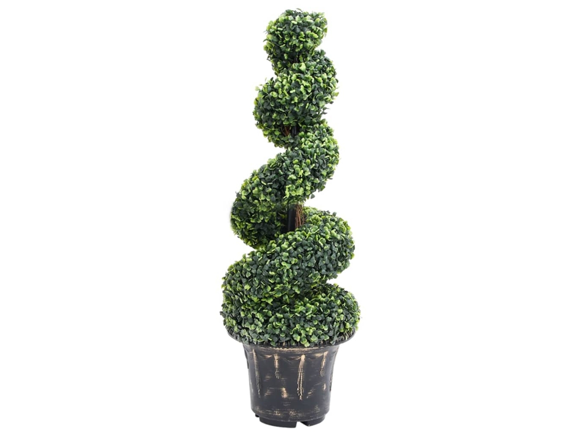 Vidaxl Planta Artificial Buxo Em Espiral Com Vaso 100 Cm Verde