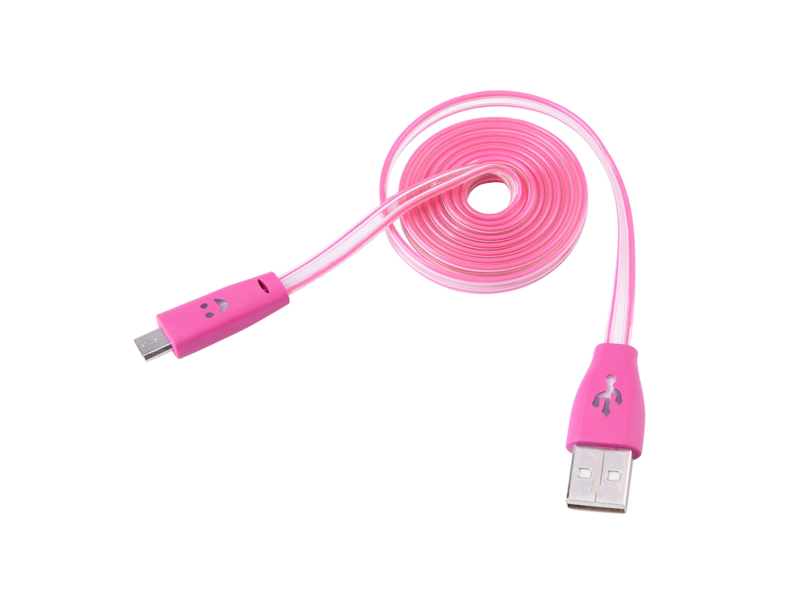 Cabo de Dados LAXISCREED Luminoso Transparente Rosa 1m Android