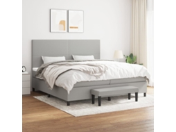 Vidaxl Cama Com Molas/colchão 200x200 Cm Tecido Cinza-claro