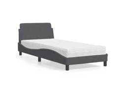 Vidaxl Cama Com Colchão Dover 80x200 Cm Veludo Cinzento-escuro