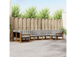 Vidaxl Conjunto De Sofás Para Exterior 7 Unid. Cinza Natural E Claro