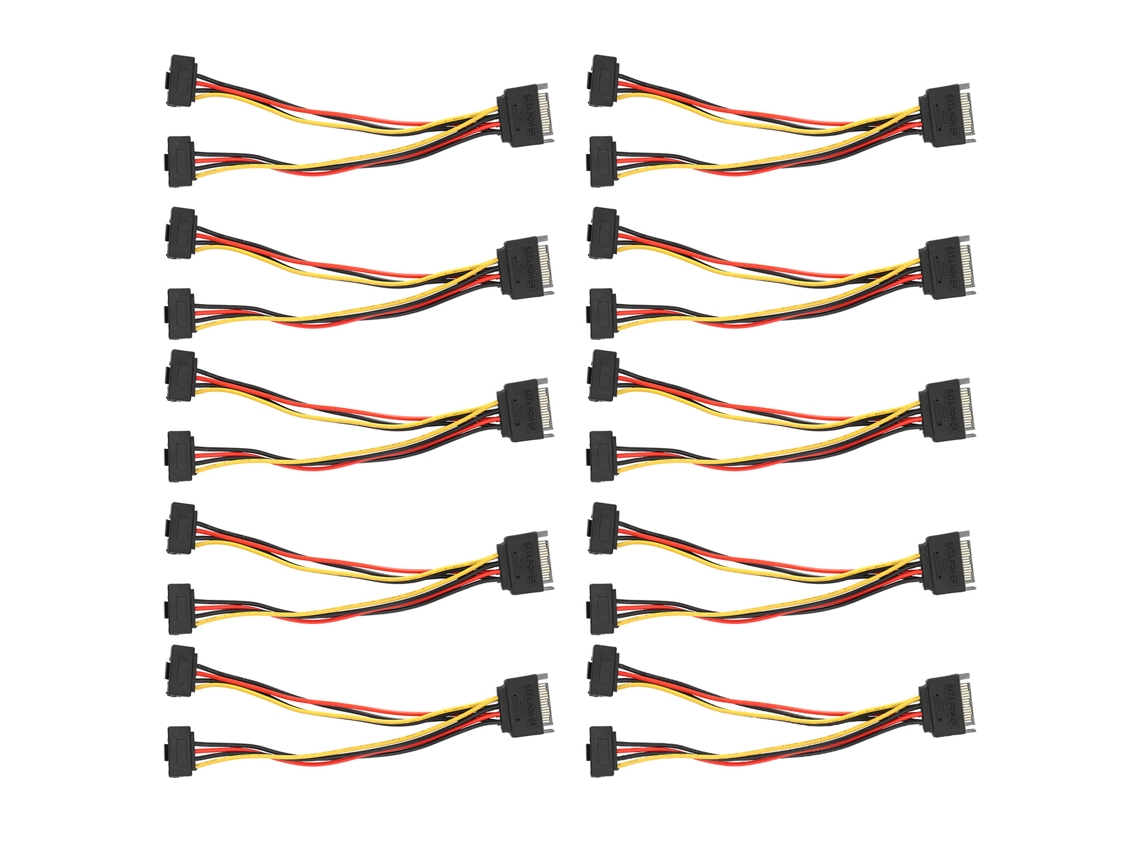 10 Adaptadores Sata de 15 Pines Macho a 2 Hembras En Ángulo Recto, Cable de Alimentación, Divisor de Hdd/ssd