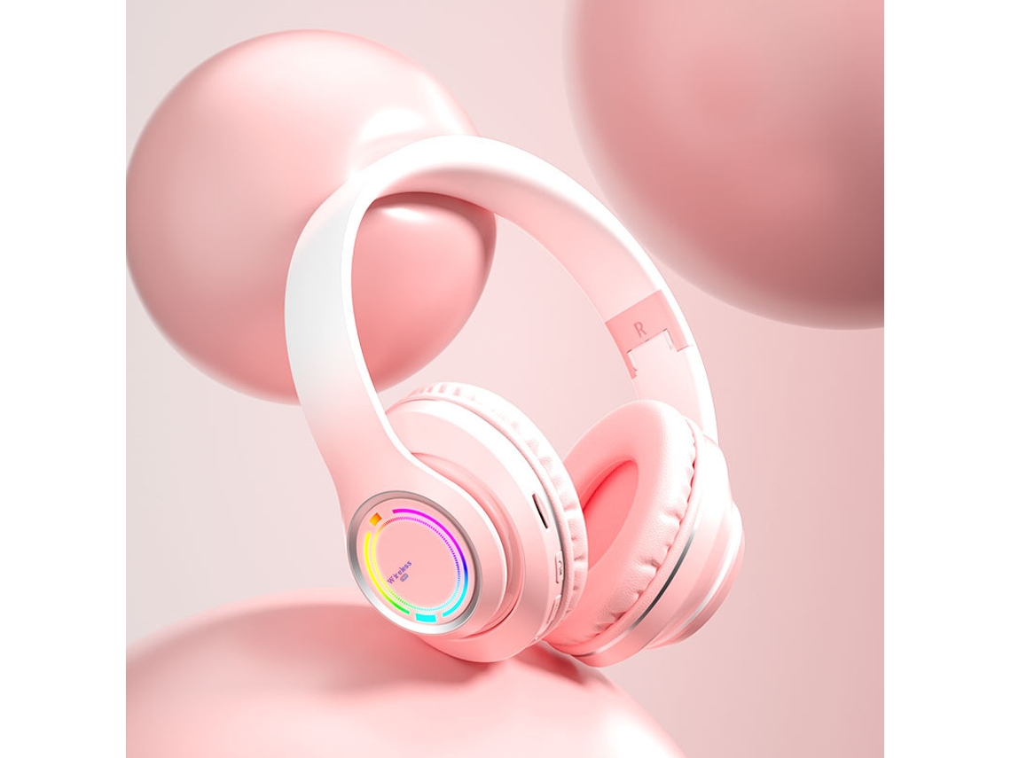 FONES DE OUVIDO SEM FIO MDUG com Som Surround e Microfone (rosa)