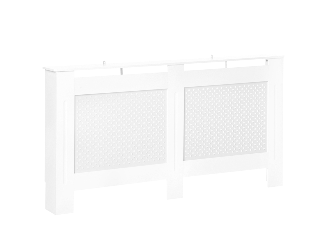 Cobertura para Radiador em MDF com Ripas e Prateleira Superior em Branco 151.5x19x82cm