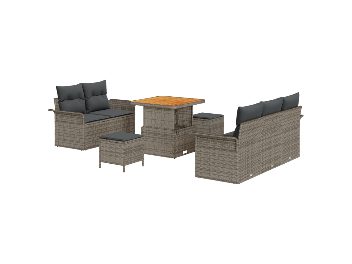 Conjunto 8 Conjunto De Sofá De Jardim Vidaxl Cinzento Vime Pe (196 X 62 X 85 Cm)